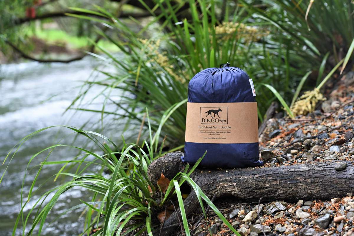 eco-friendly travel sheet blue riverside